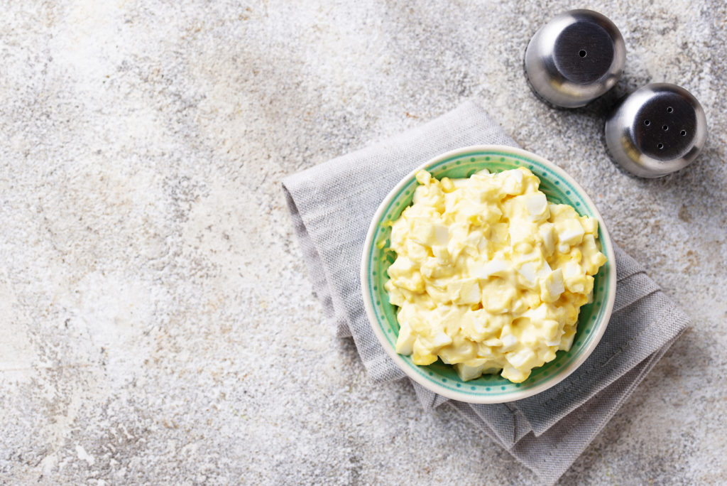 Egg salad with mayonnaise, traditional American food